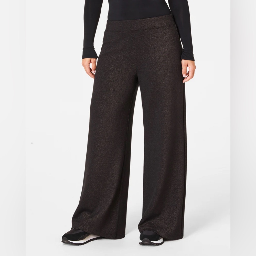 SPANX Air Essentials Wide Leg Pants Very Black/Shimmer XS